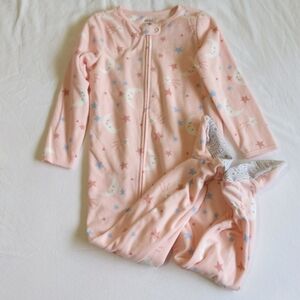 NEW child of mine pink fleece zipper footie sleeper pajamas 5T toddler girls